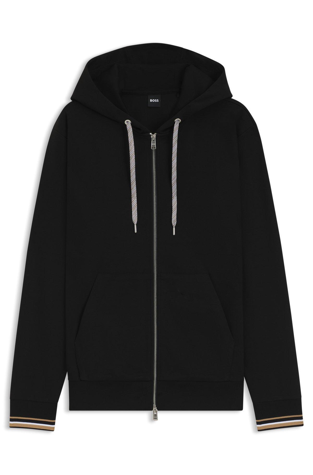 Zip-up hoodie with patterned drawcords Product Image