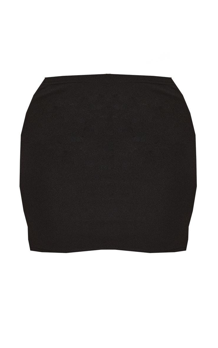 Plus Black Side Split Crepe Mini Skirt Product Image