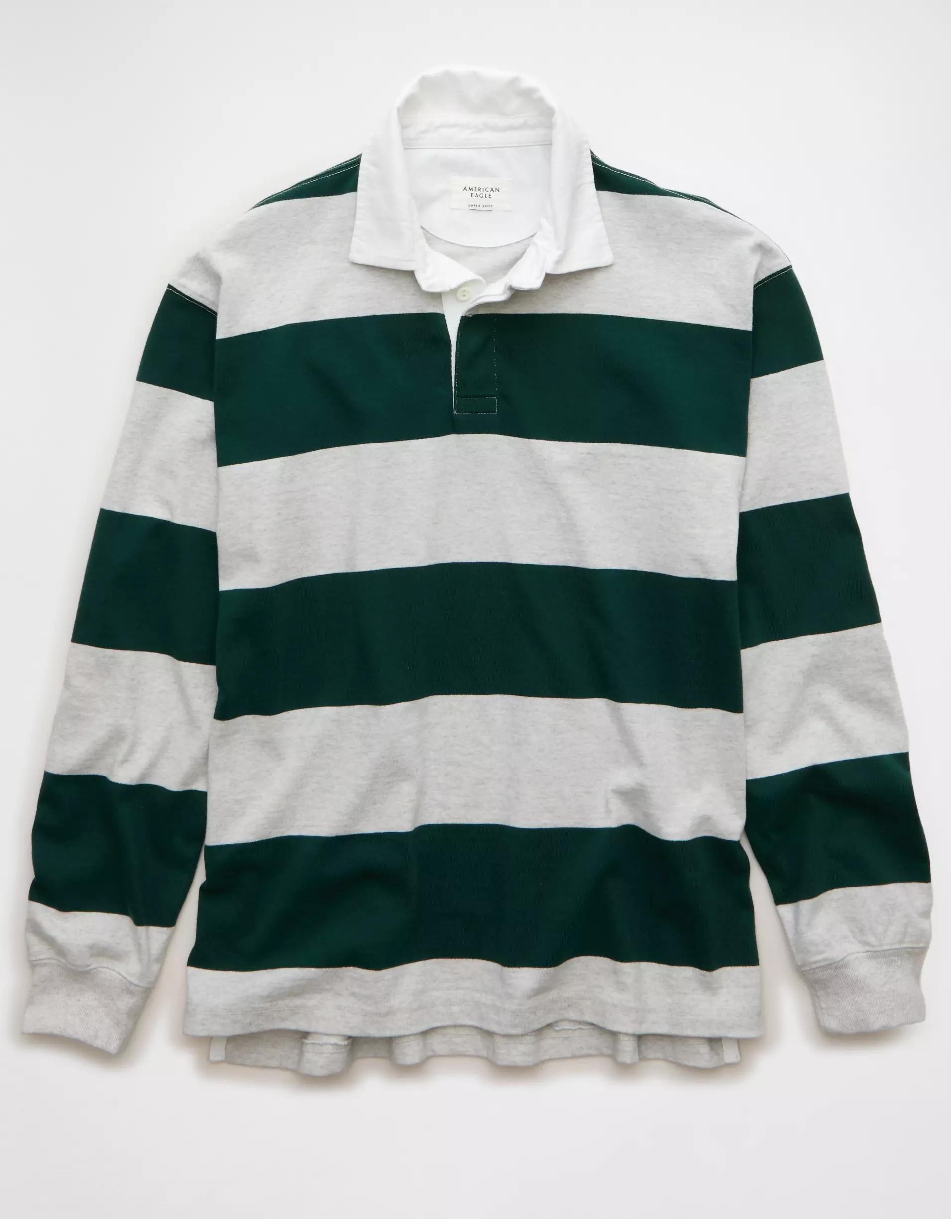 AE Long Sleeve Boxy Rugby Polo Shirt Product Image