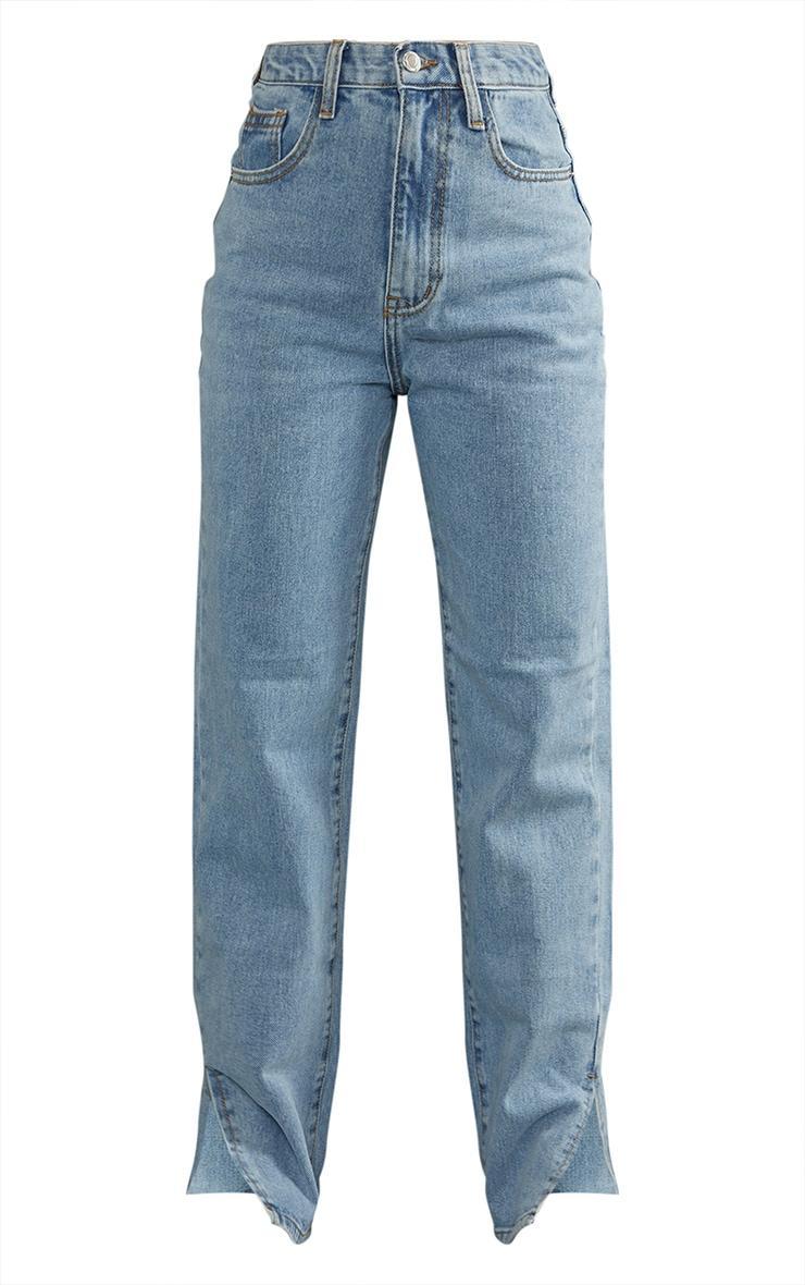 Petite Light Wash Split Hem Jeans Product Image