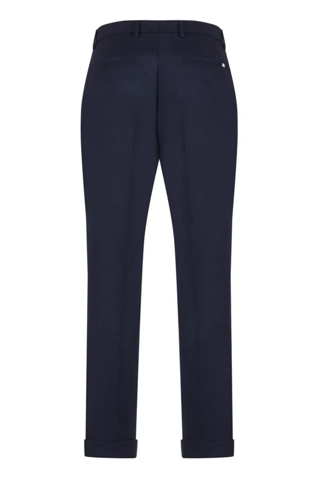 HUGO BOSS Virgin Wool Trousers In Blue Product Image
