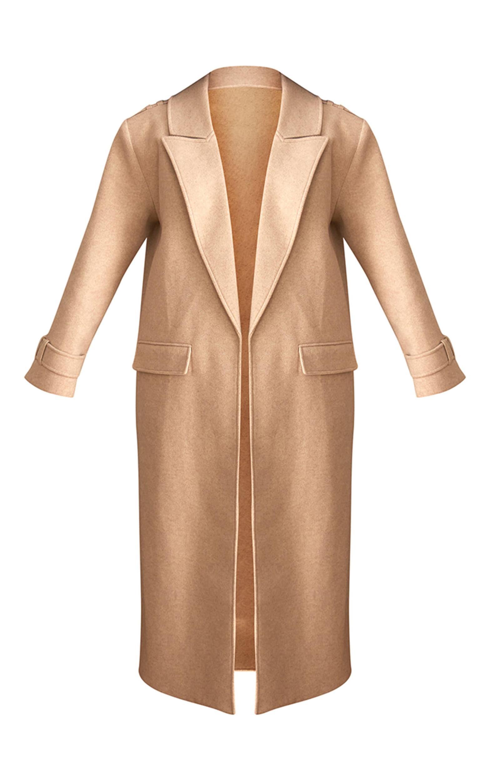 PLT Label Cream Wool Look Oversized Coat Product Image