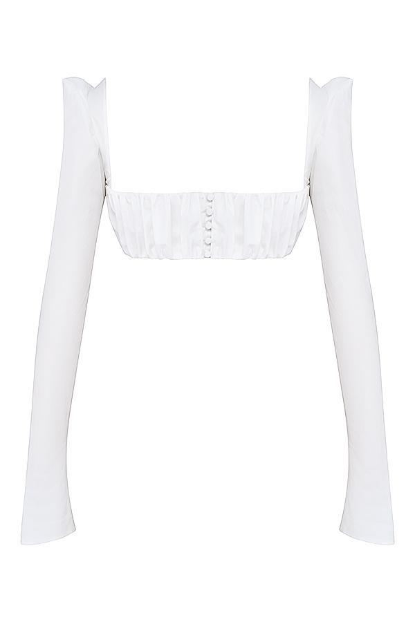 Shira White Puff Sleeve Top Product Image
