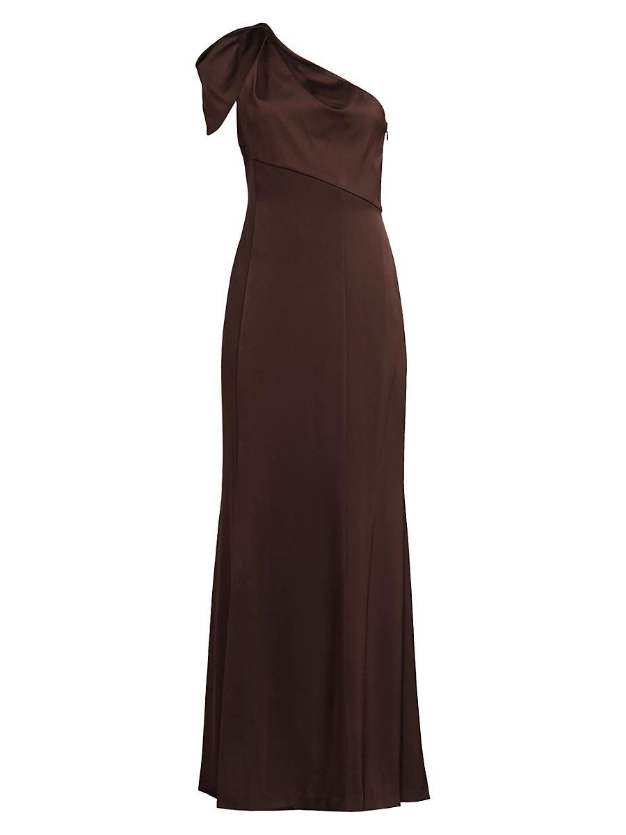 Aidan Mattox Draped One Shoulder Short Sleeve Mermaid Gown Product Image