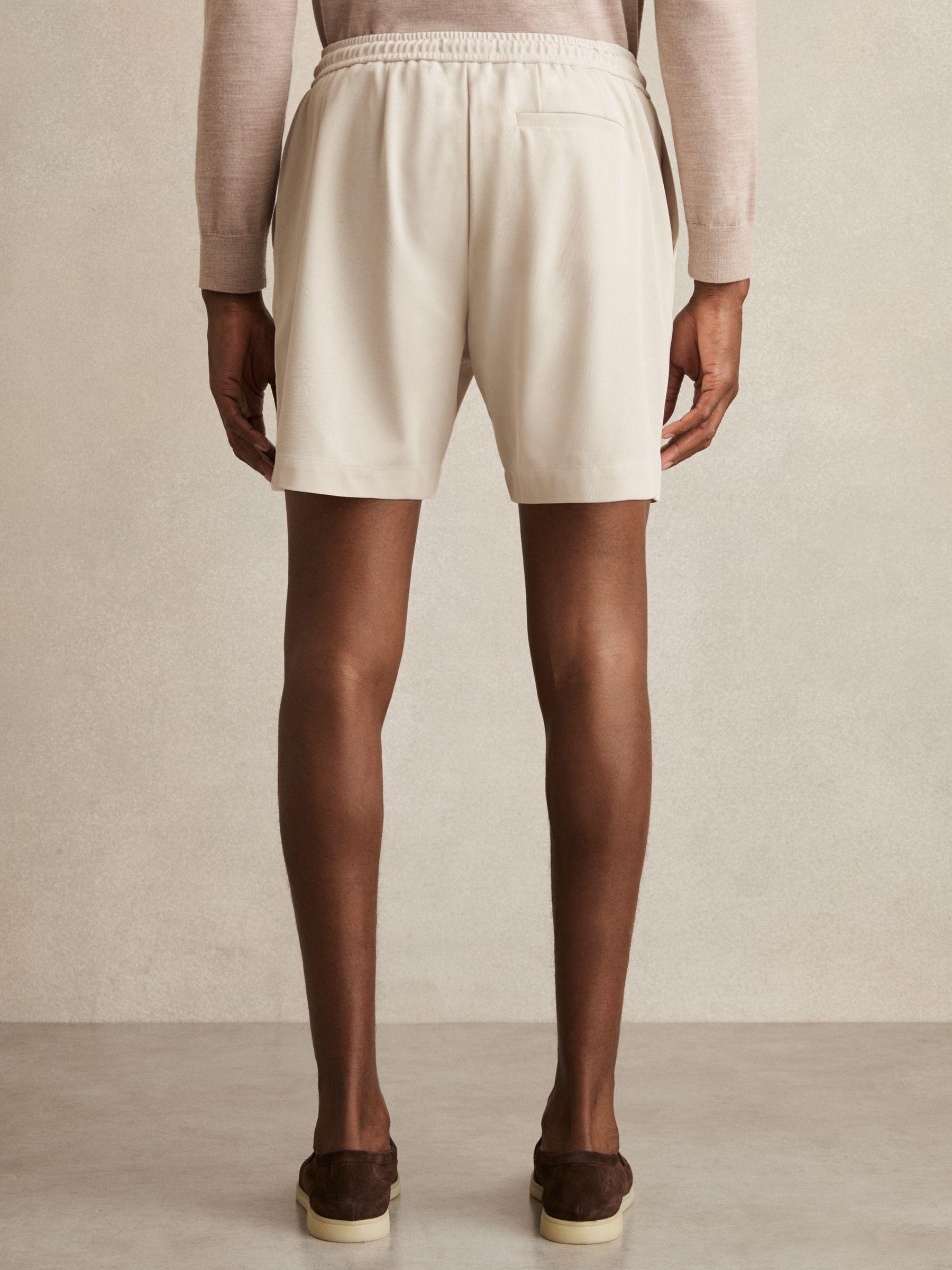 Textured Drawstring Shorts in Stone Product Image