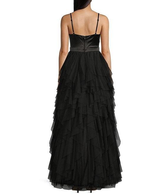 City Vibe Spaghetti Strap Sweetheart Neck Corset Ruffled Dress Product Image