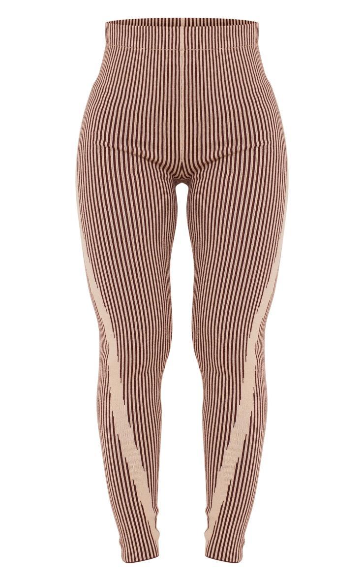  Chocolate Two Tone High Waist Knit Leggings Product Image