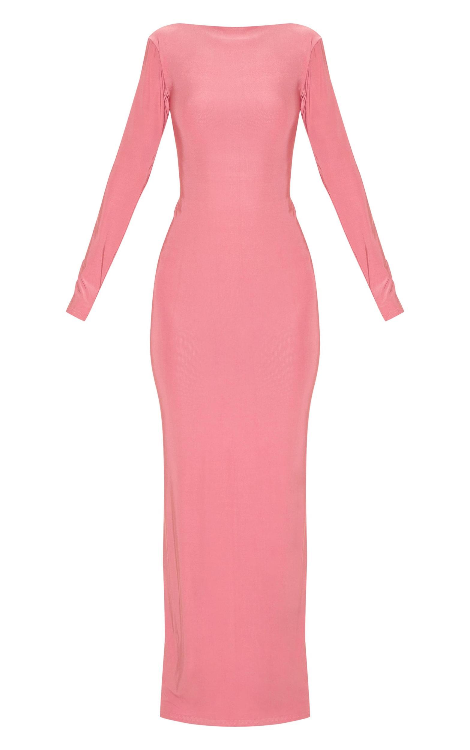  Blush Rose Double Layer Deep Back Maxi Dress Product Image