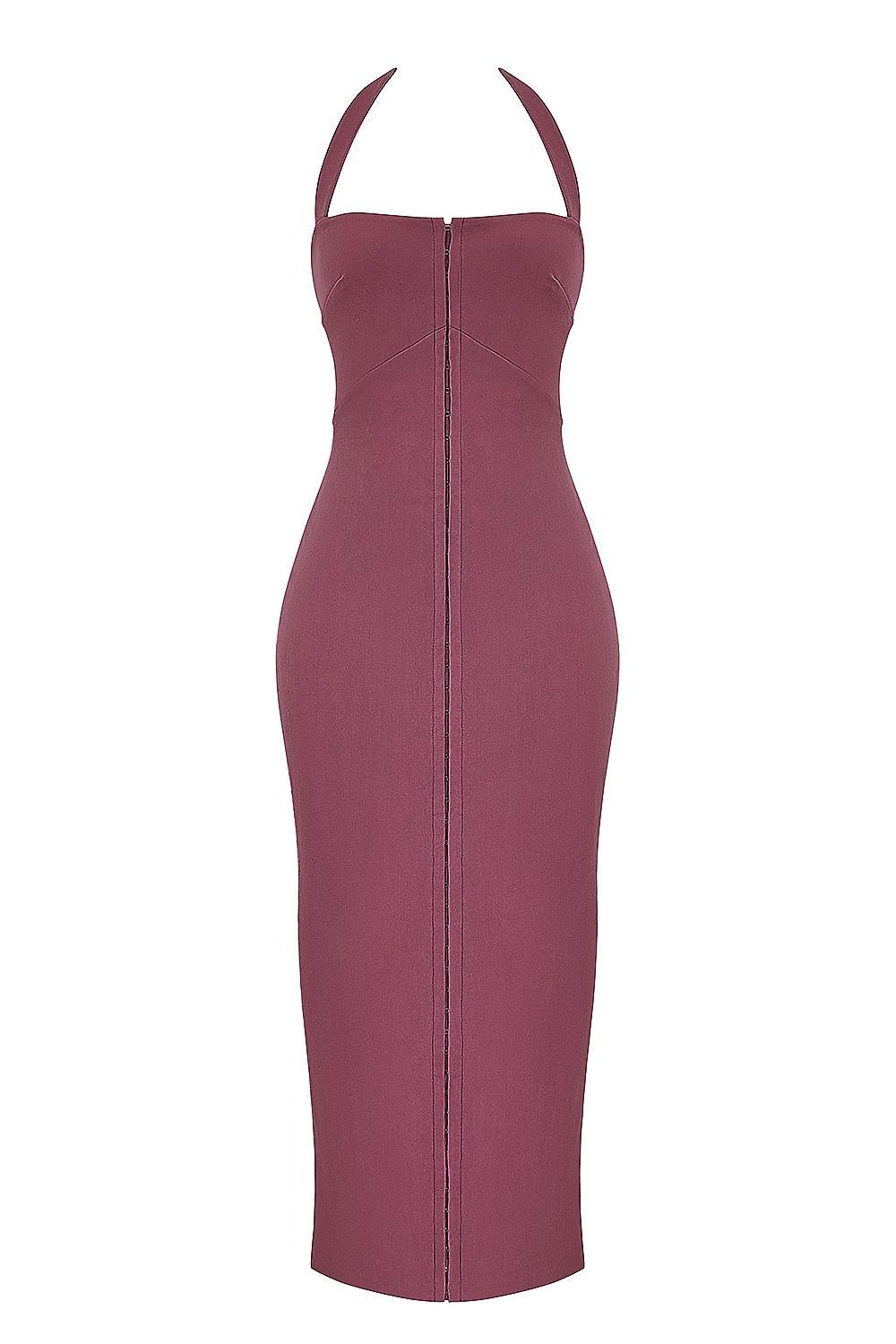 Mia Mulberry Twill Halter Maxi Dress Product Image