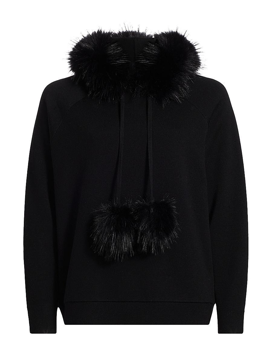 Womens Oscar Faux Fur-Trimmed Knit Hoodie Product Image