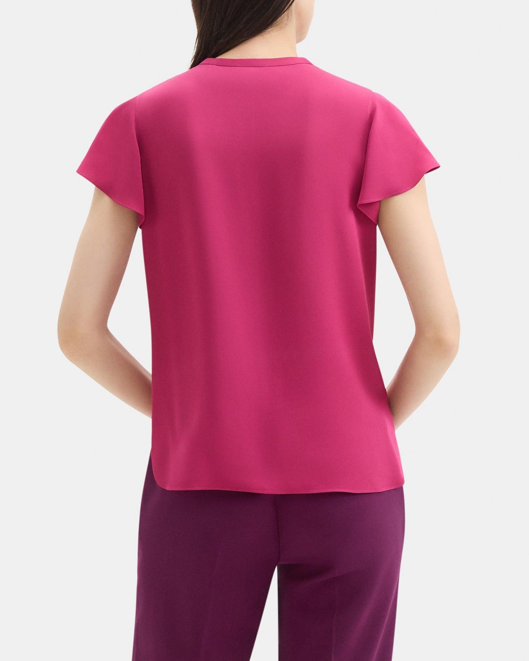Ruffled Sleeve Top in Silk Georgette Product Image