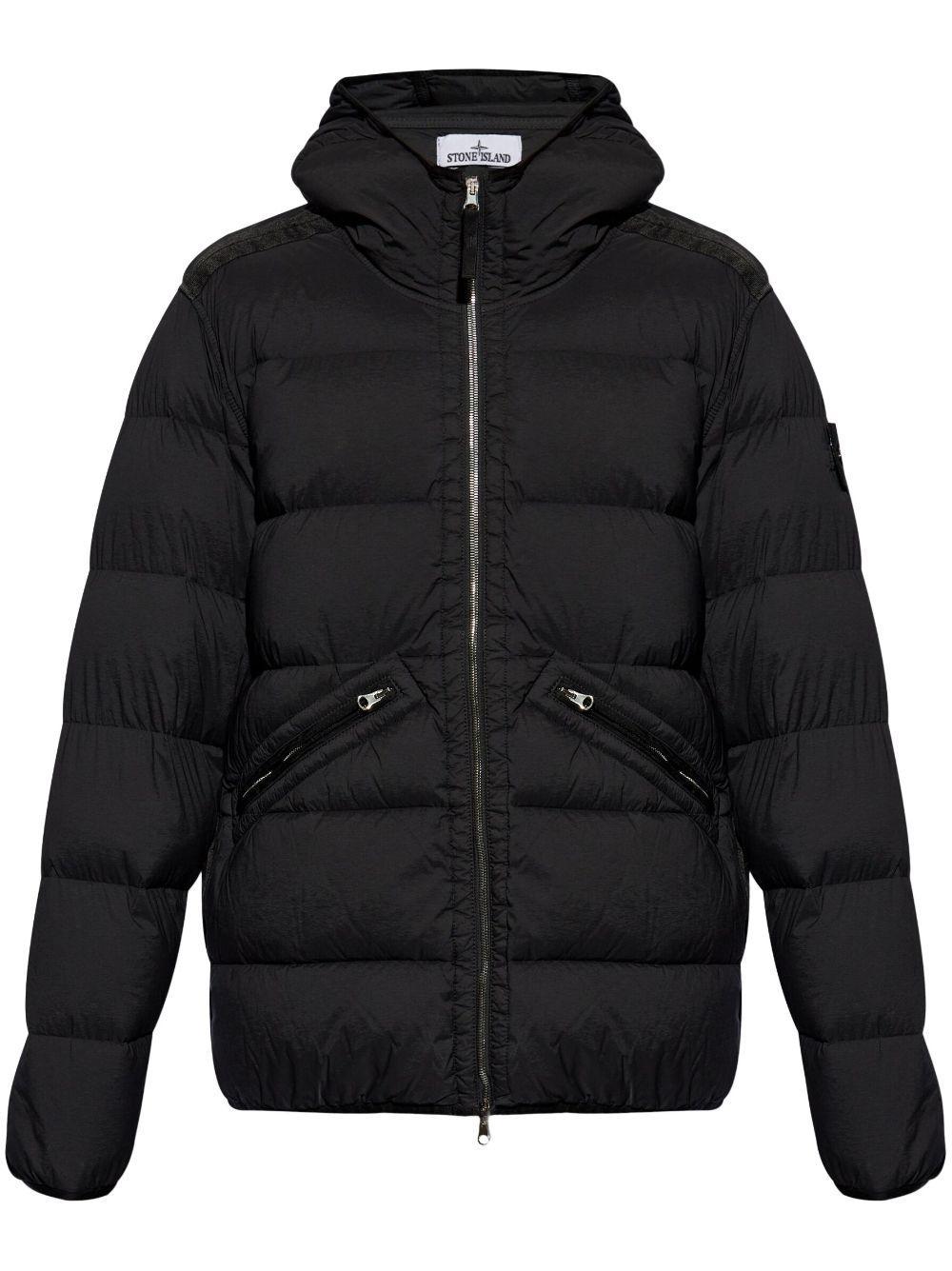 STONE ISLAND Padded Hooded Jacket In Black Product Image