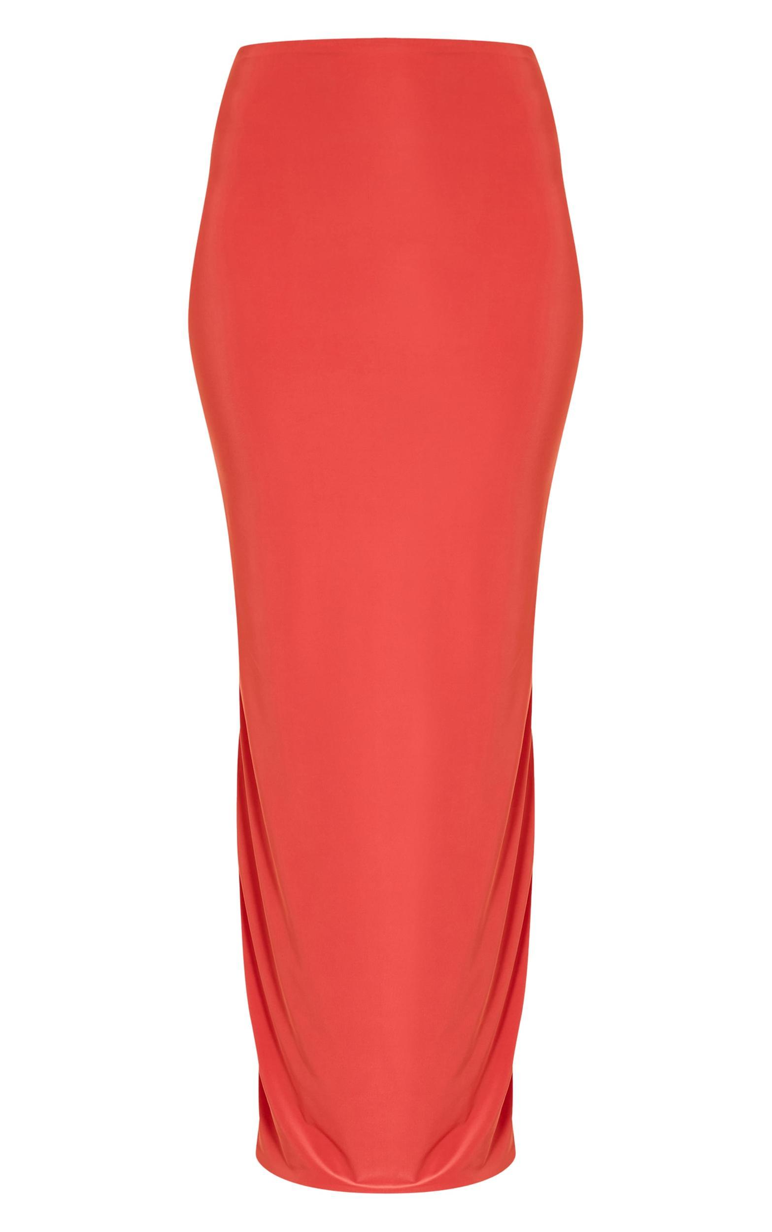 Orange Slinky Low Waist Maxi Skirt Product Image