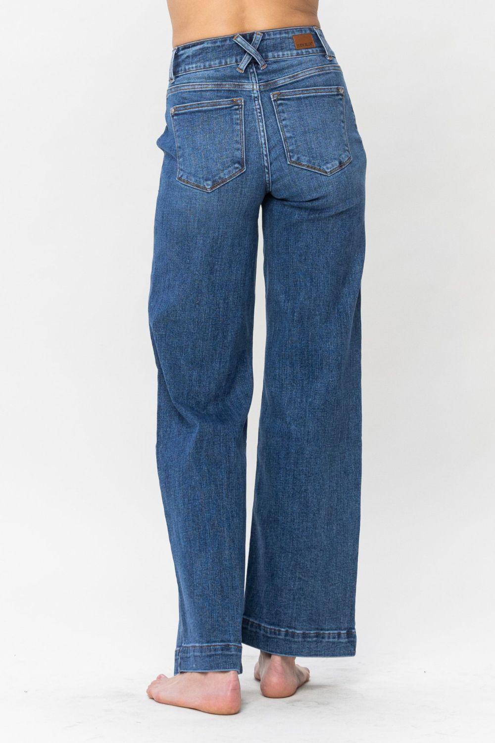 Elisha Hi-Rise Double Button Wide Leg Judy Blue Jeans - ONLINE EXCLUSIVE! Product Image