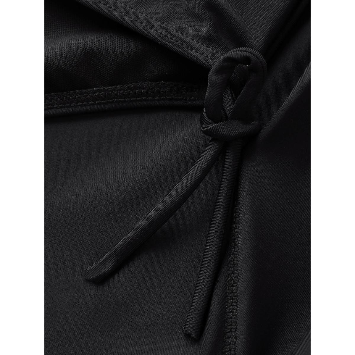 Plus Size Zipper Front Color Contrast Swim Dress Women's Swimwear Black Beach Bodycon V-neck High stretch Curve Swim Dresses BloomChic 18-20/2X Product Image
