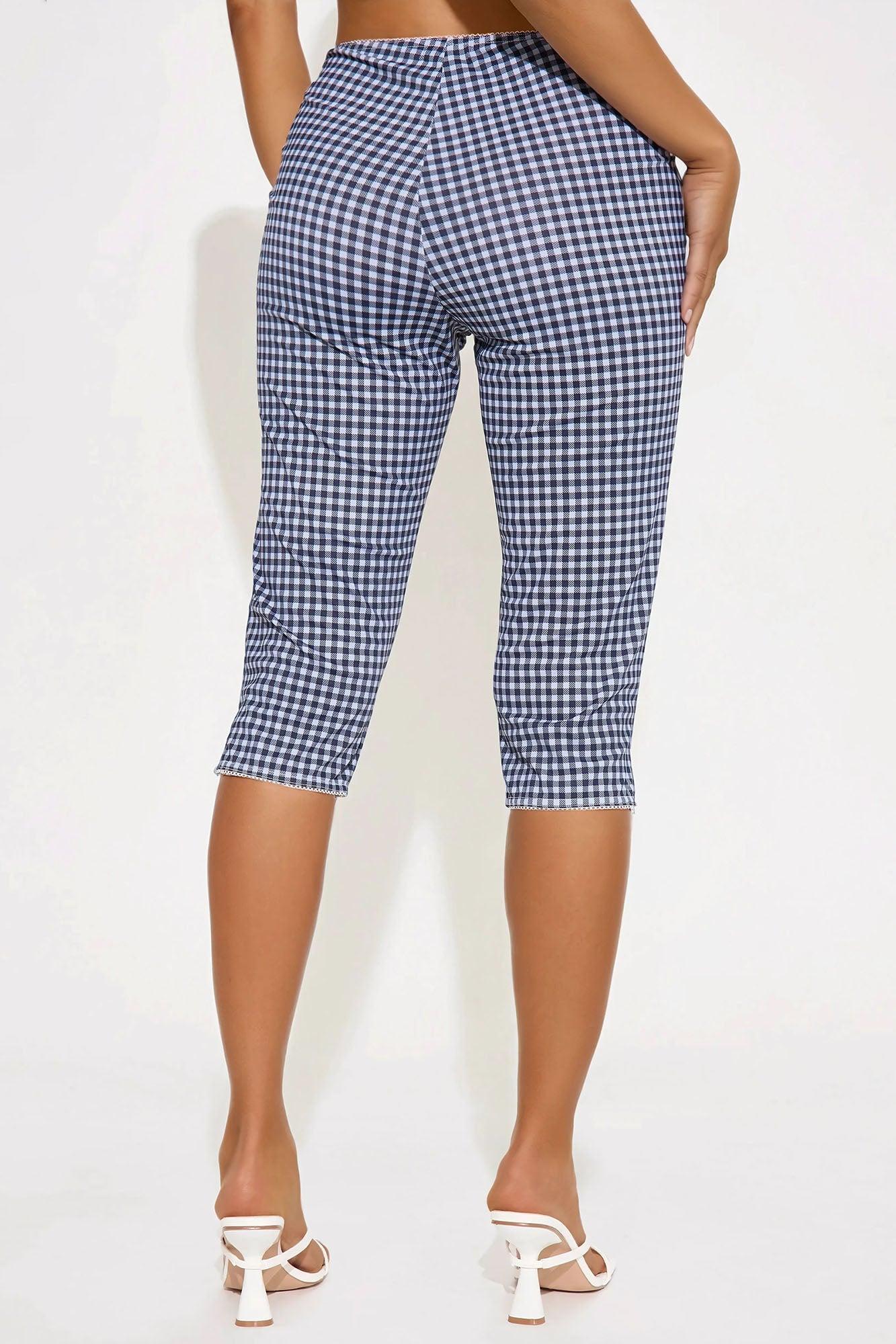 Cara Gingham Capri Legging - Black/combo Product Image