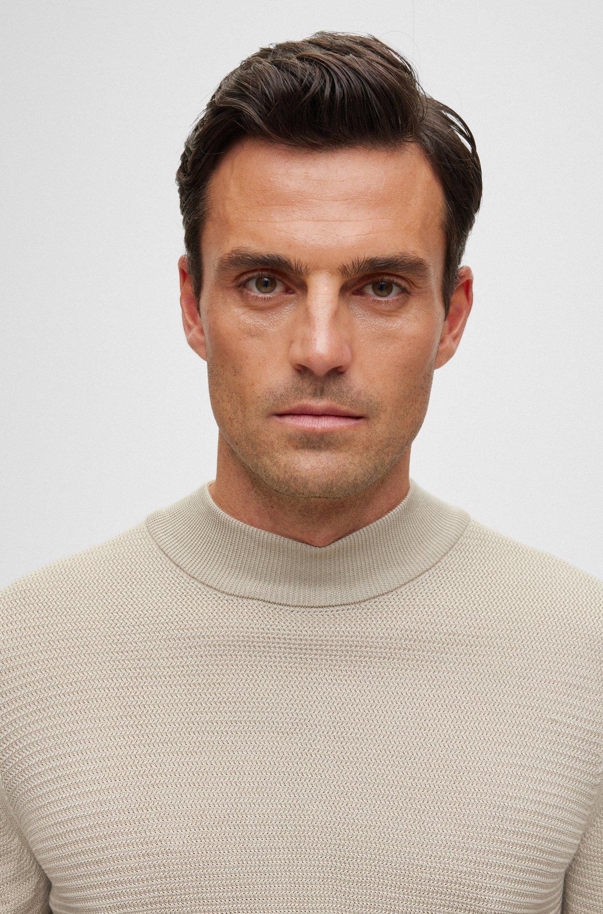Mock-neck sweater in knitted silk Product Image