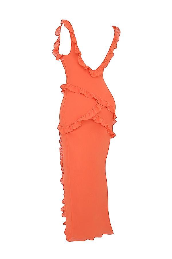 Pixie  flame orange ruffle maxi dress - sale Product Image