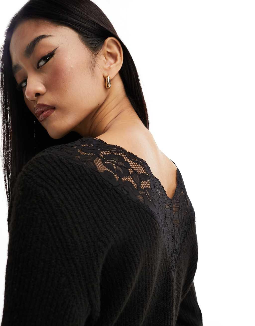 JDY reversible sweater with lace trim Product Image