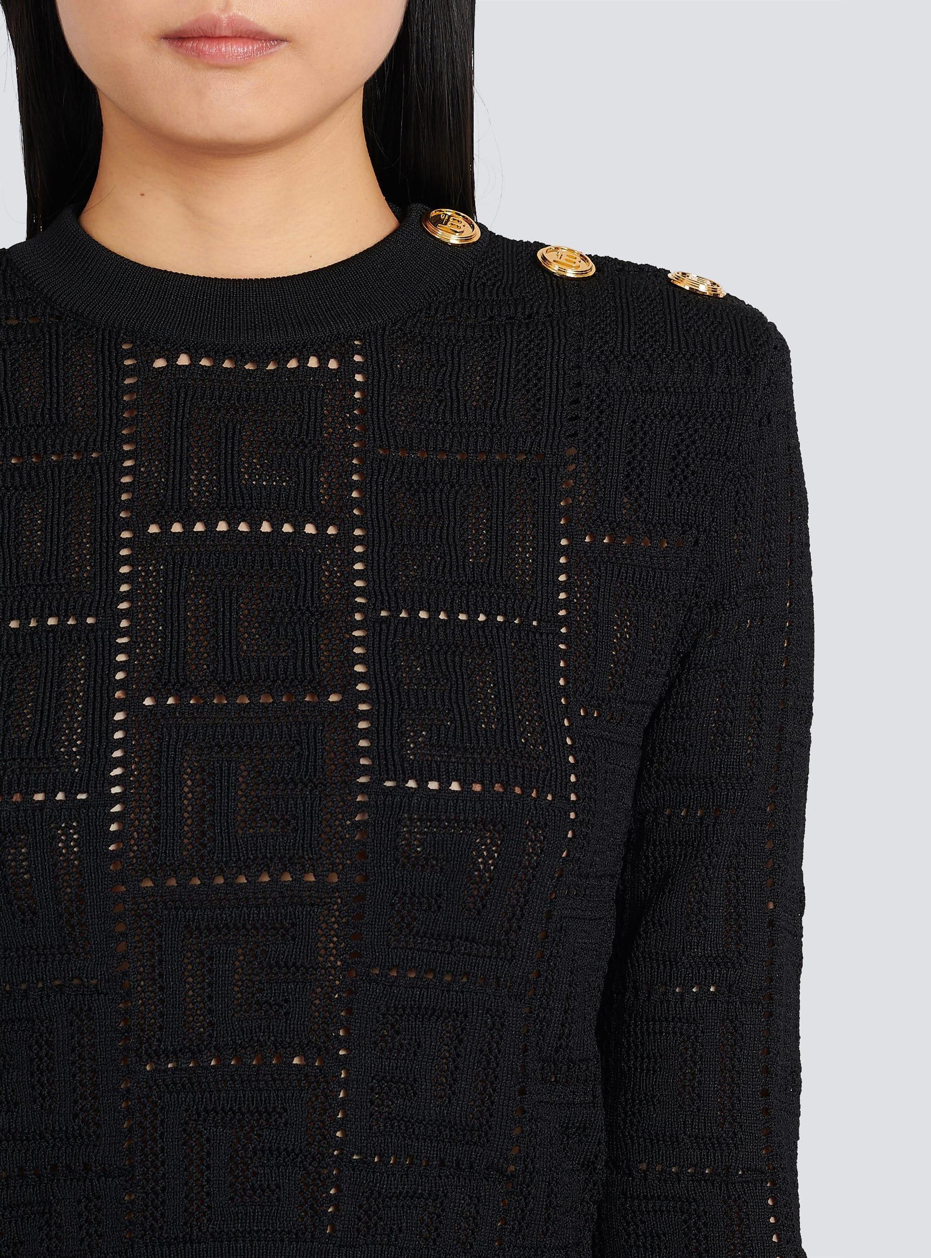 Cropped eco-designed sweater with Balmain monogram Product Image