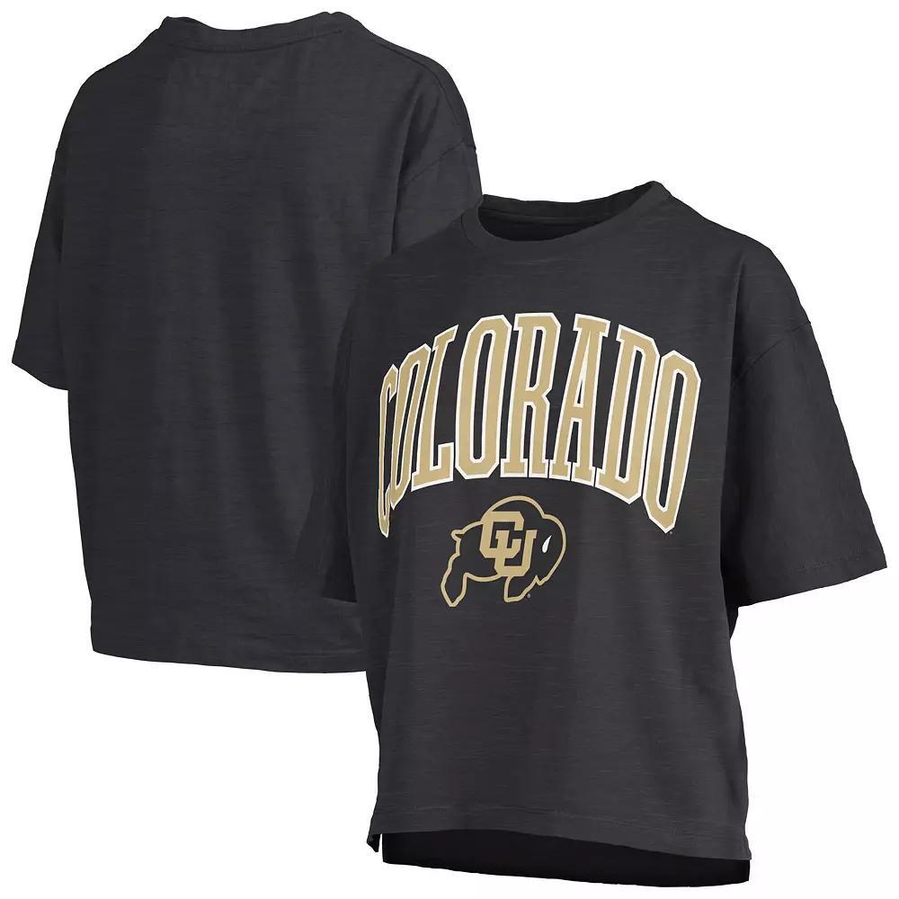 Womens Pressbox Missouri Tigers Nelson Arch Over Logo Waist Length Oversized Slub T-Shirt Product Image