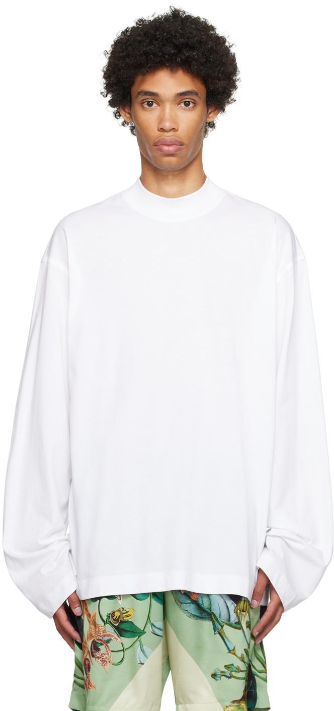 DRIES VAN NOTEN White Mock Neck Sweater In White 1 Product Image