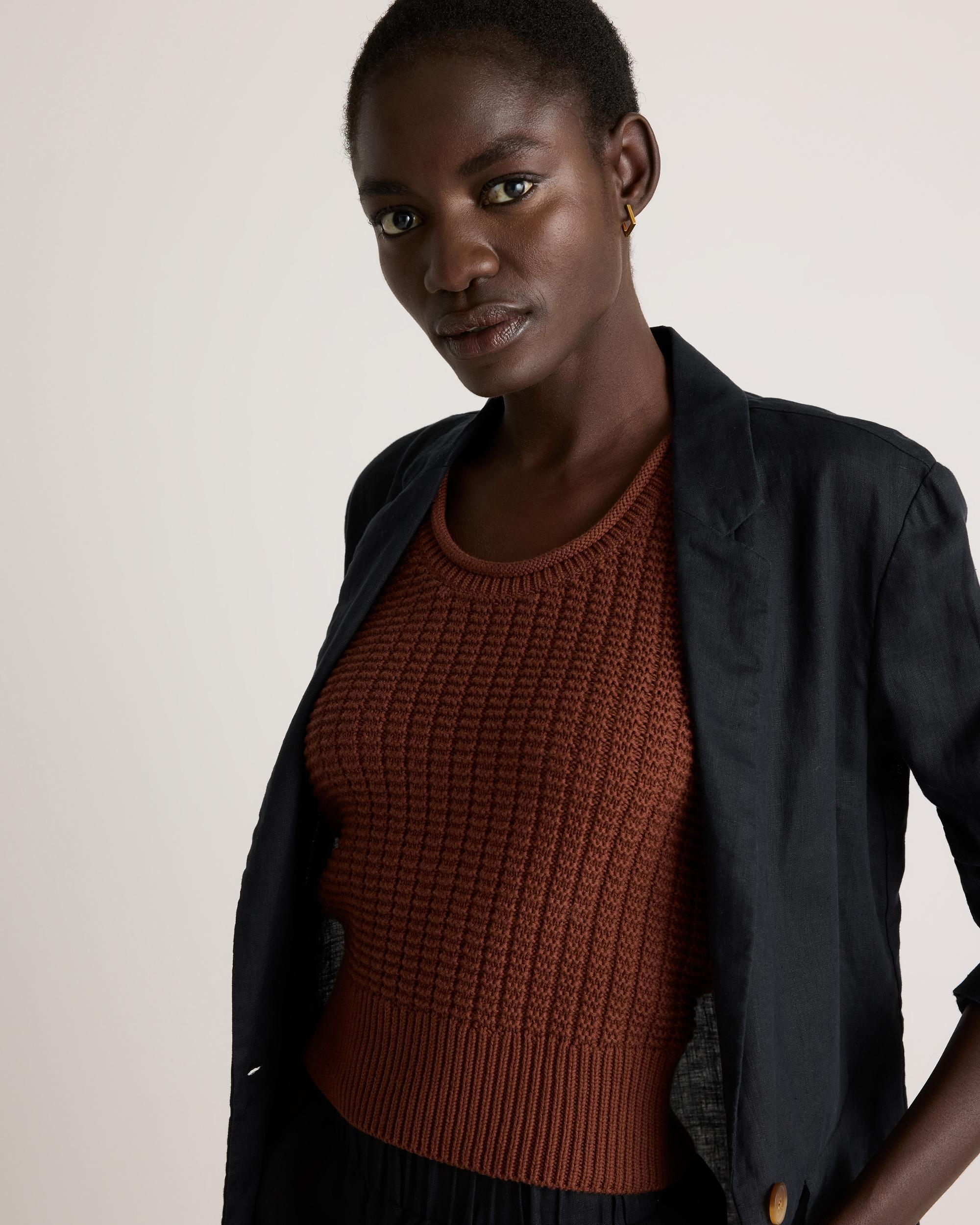 Quince | Women's Waffle Cropped Sweater Tank Top Size XS, Organic Cotton Product Image