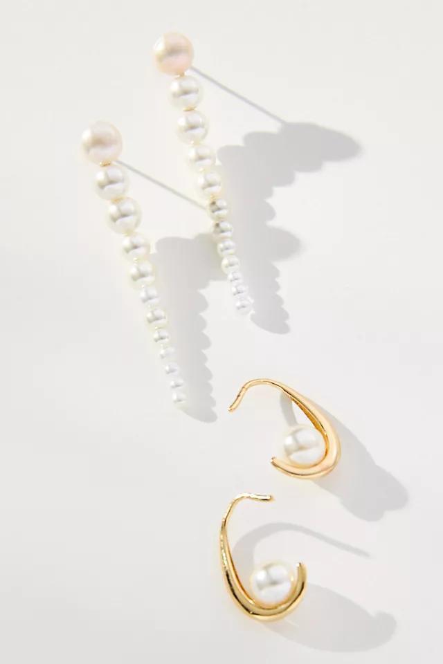 Pearly Drop Earrings, Set of 2 Product Image