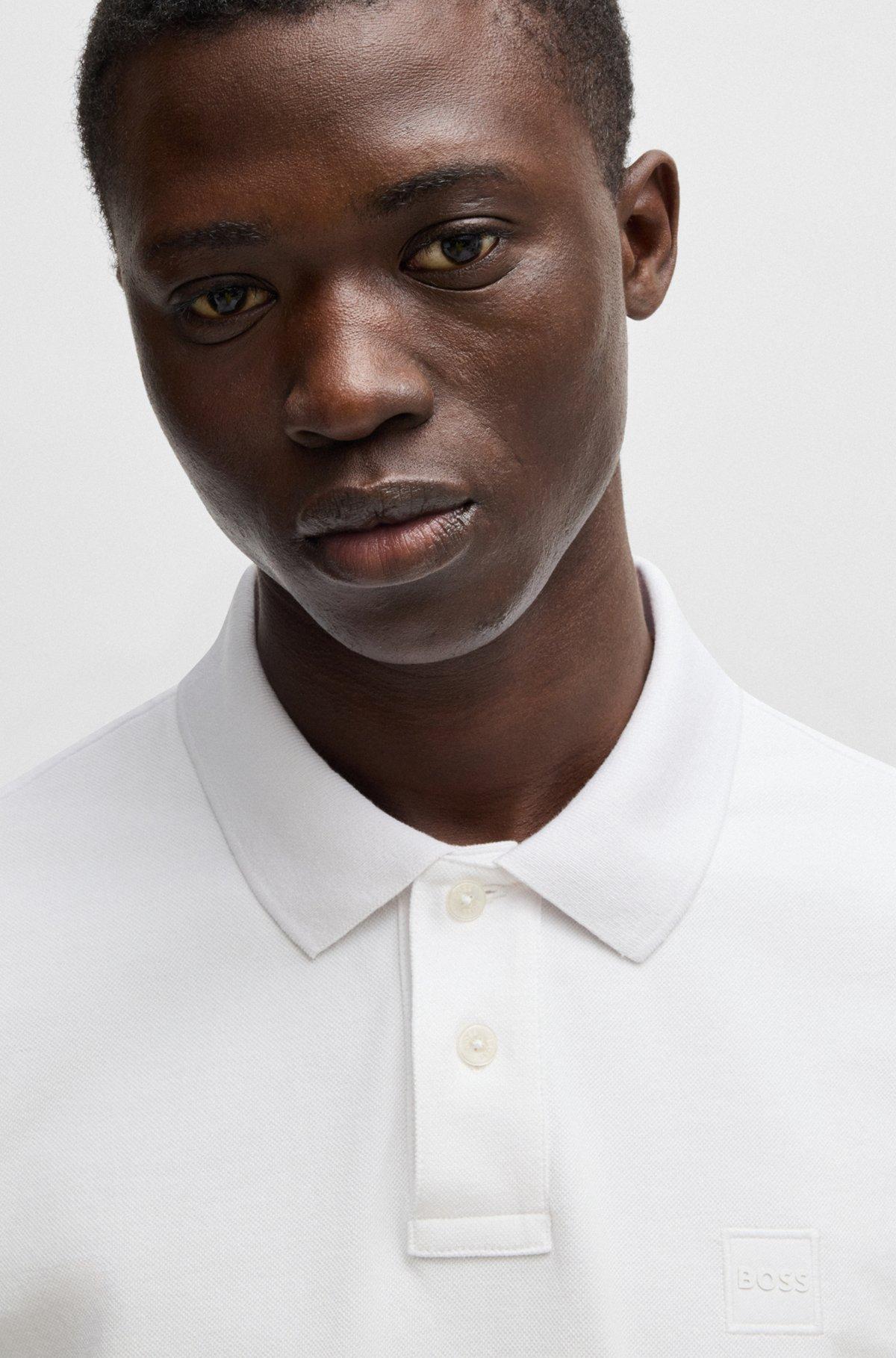 Slim-fit stretch-cotton polo shirt with logo patch Product Image