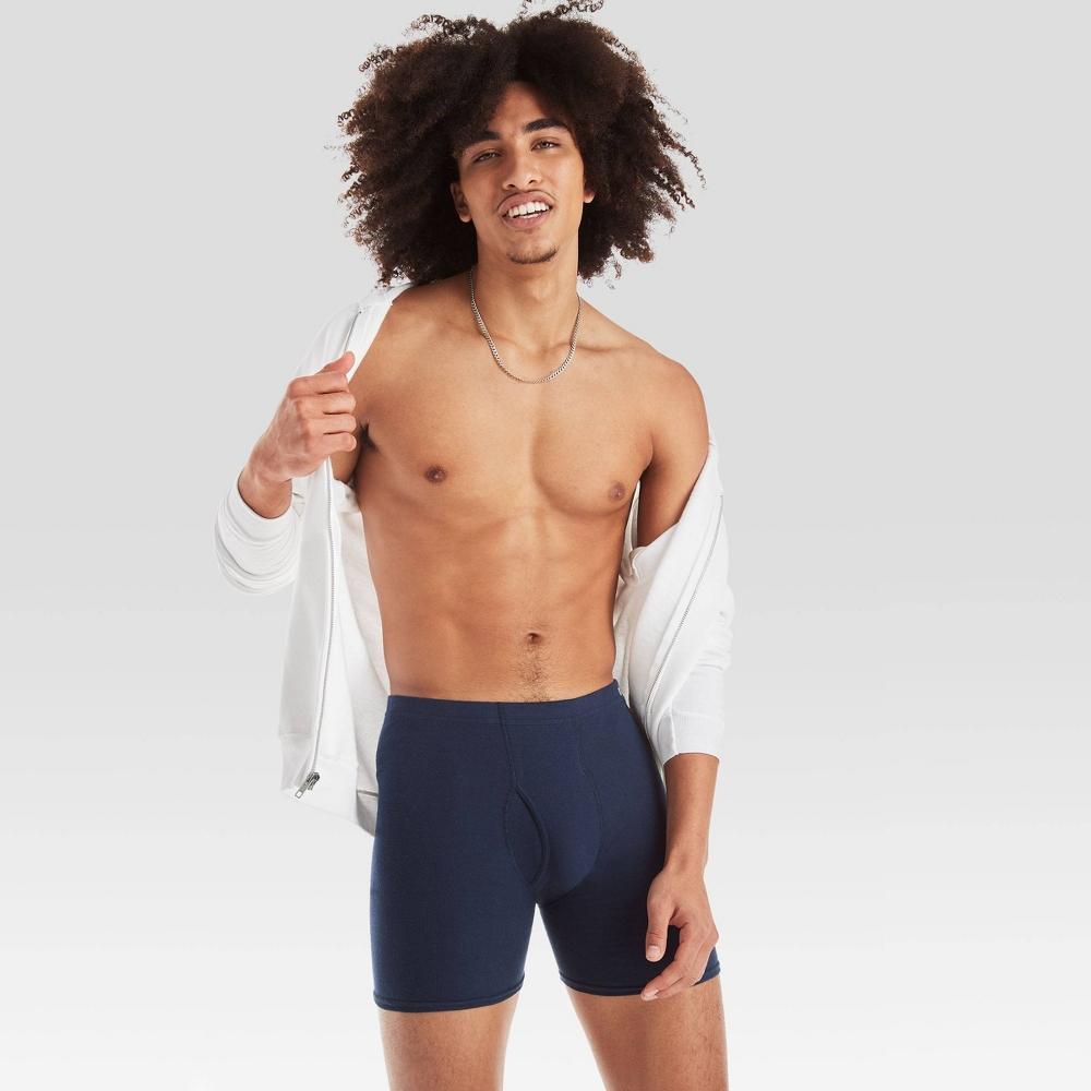 Hanes Men's ComfortSoft Waistband Moisture-Wicking Cotton Boxer Briefs 10pk - Blue L: Tagless, Breathable Fabric Product Image