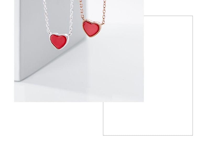 S925 Sterling Silver Heart Pendant Choker Product Image