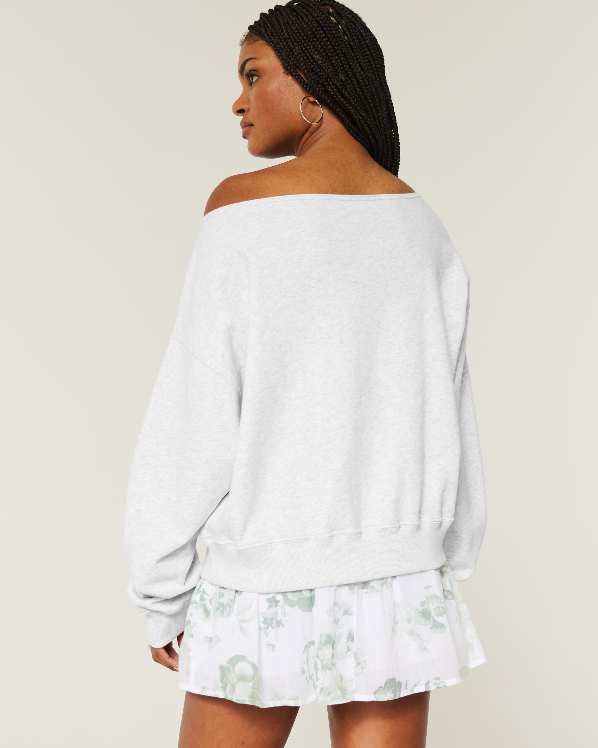 Easy Off-the-Shoulder Boston Sports Graphic Sweatshirt Product Image