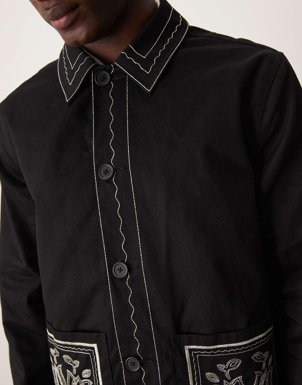 ASOS DESIGN embroidered harrington jacket in black Product Image