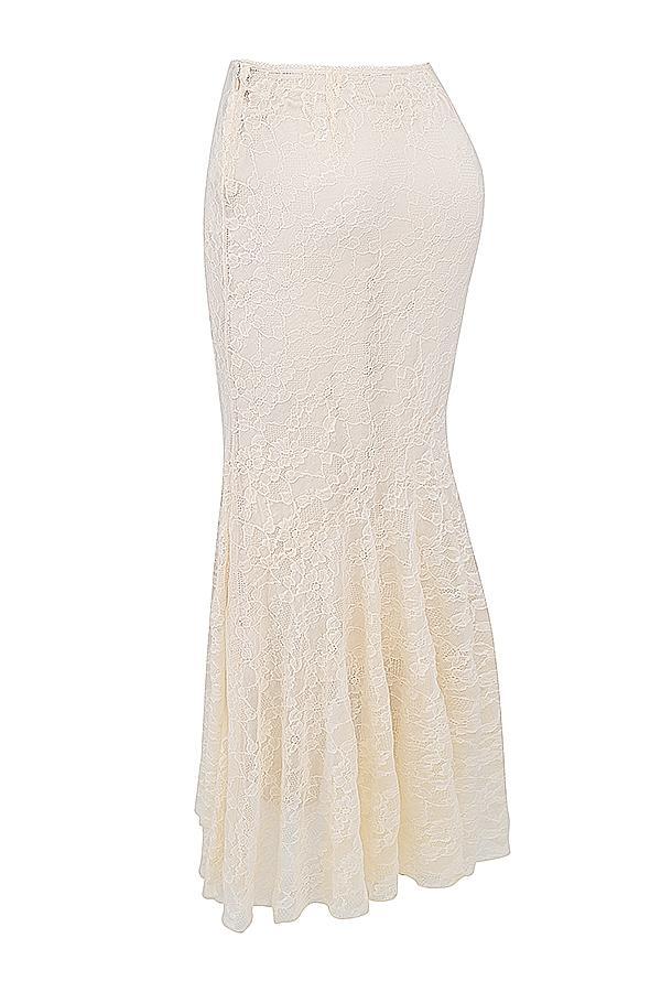 Therese Vintage Cream Lace Maxi Skirt Product Image