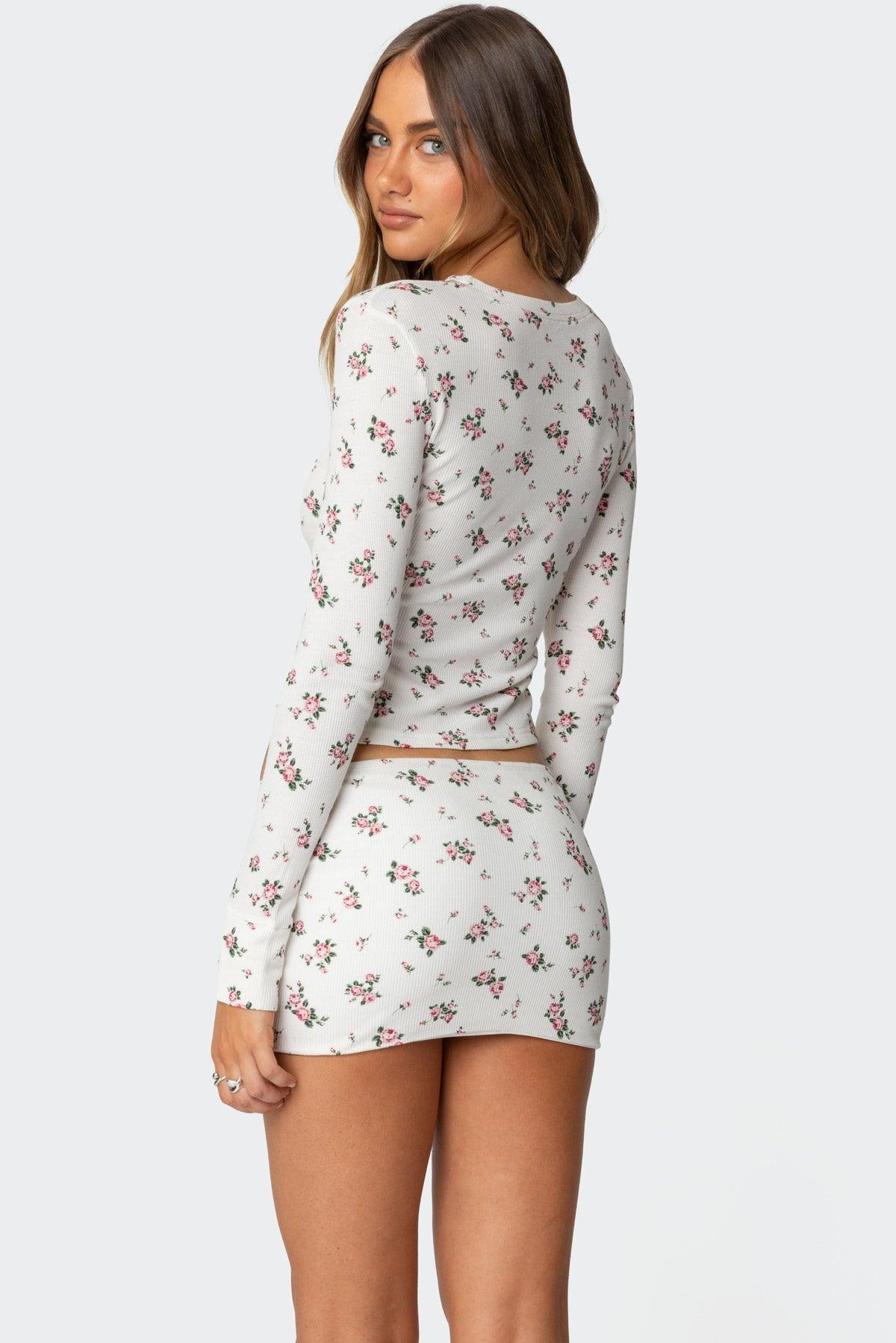 Melany Floral Waffle T Shirt Product Image