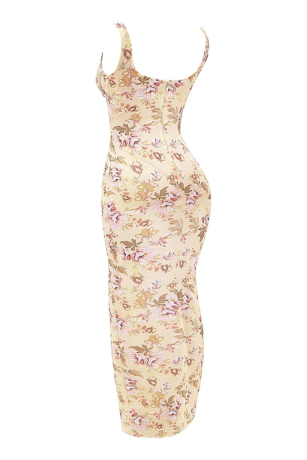 Cassidy  honeyflower print fluted hem maxi skirt Product Image