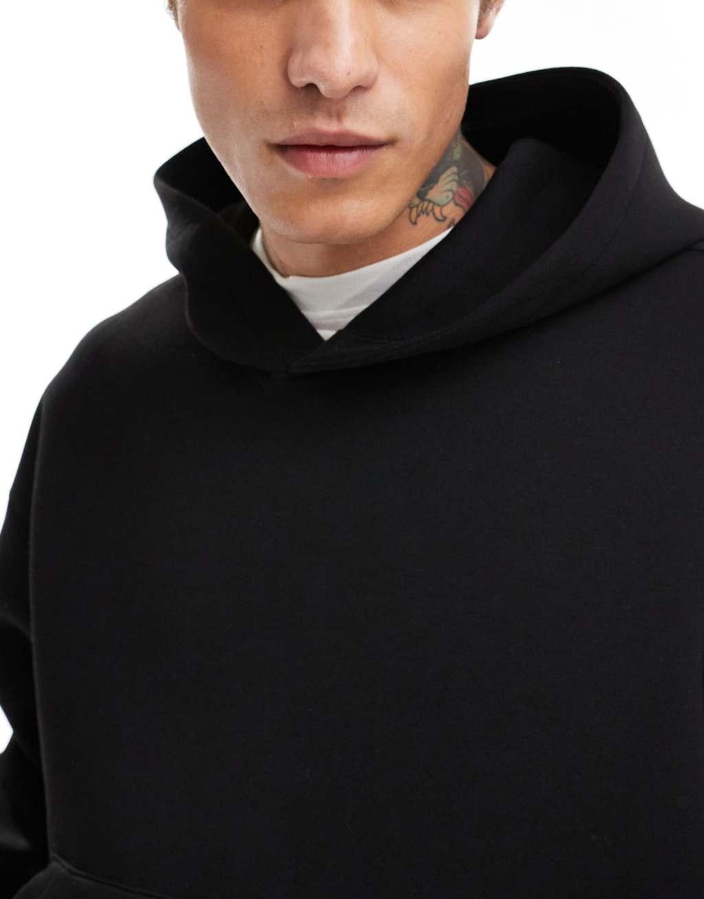 Weekday Simon scuba hoodie in black Product Image