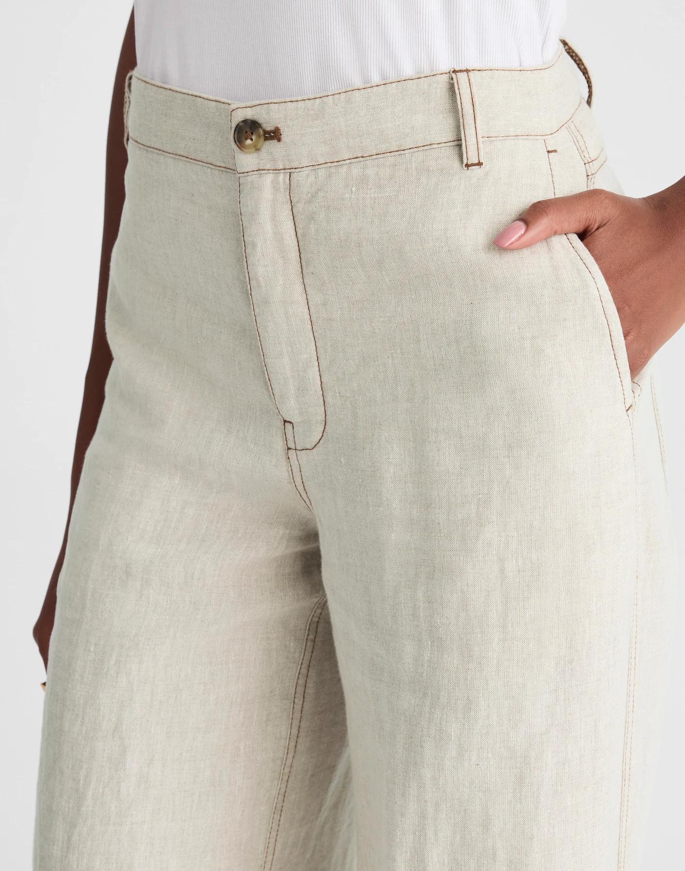The Zoe Relaxed Wide Pant in 100% Linen Product Image