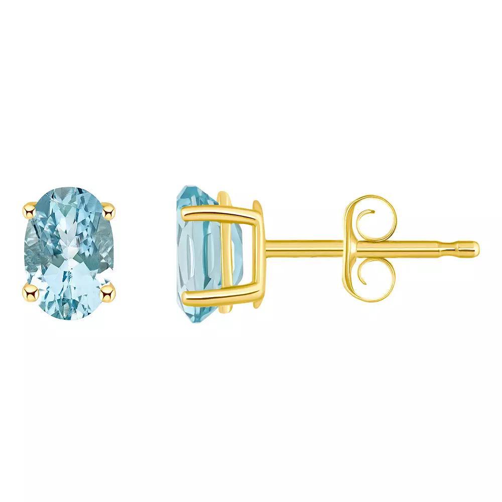 Celebration Gems 14k White Gold Oval Gemstone Stud Earrings, Womens, Aquamarine Product Image
