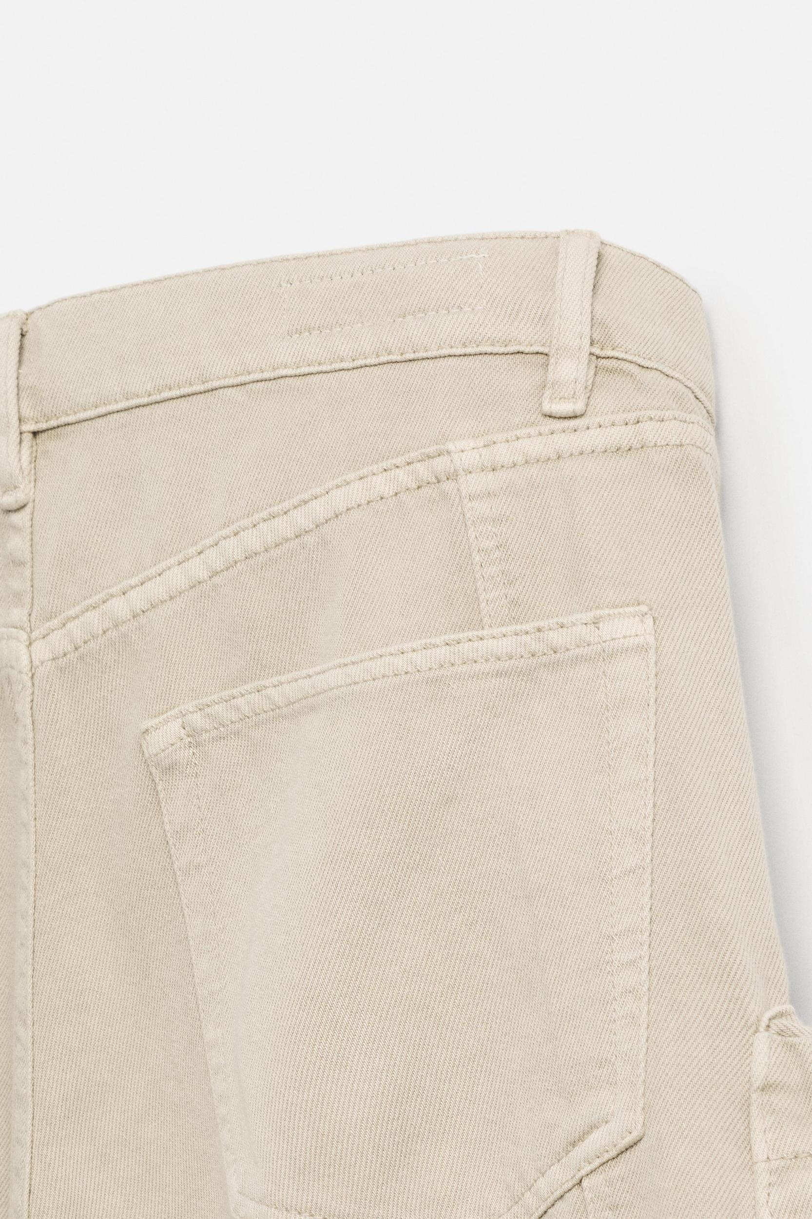DENIM CARGO PANTS WITH POCKETS Product Image