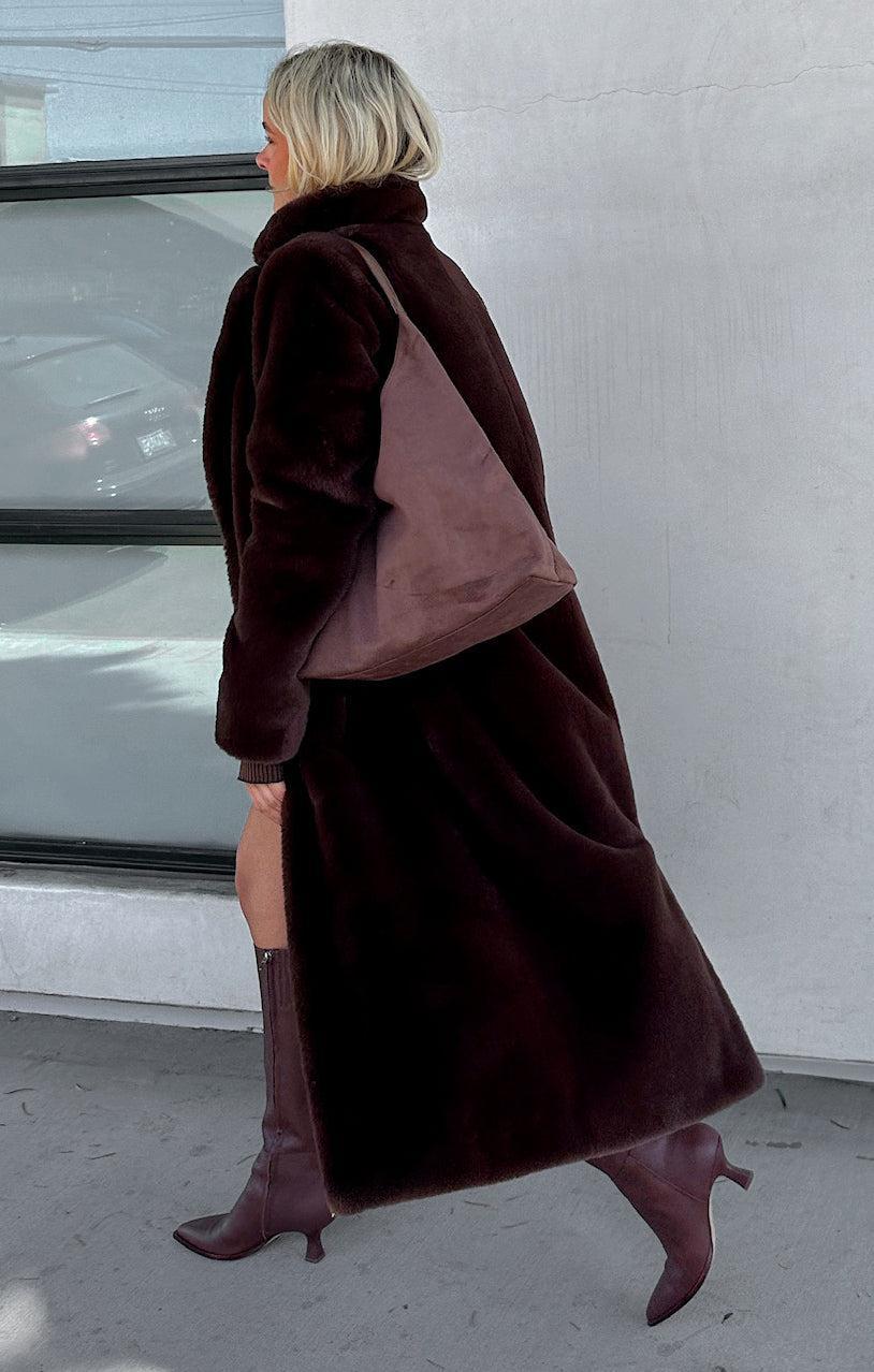 Miss Tiffy Fur Jacket ~ Brown Faux Fur Product Image