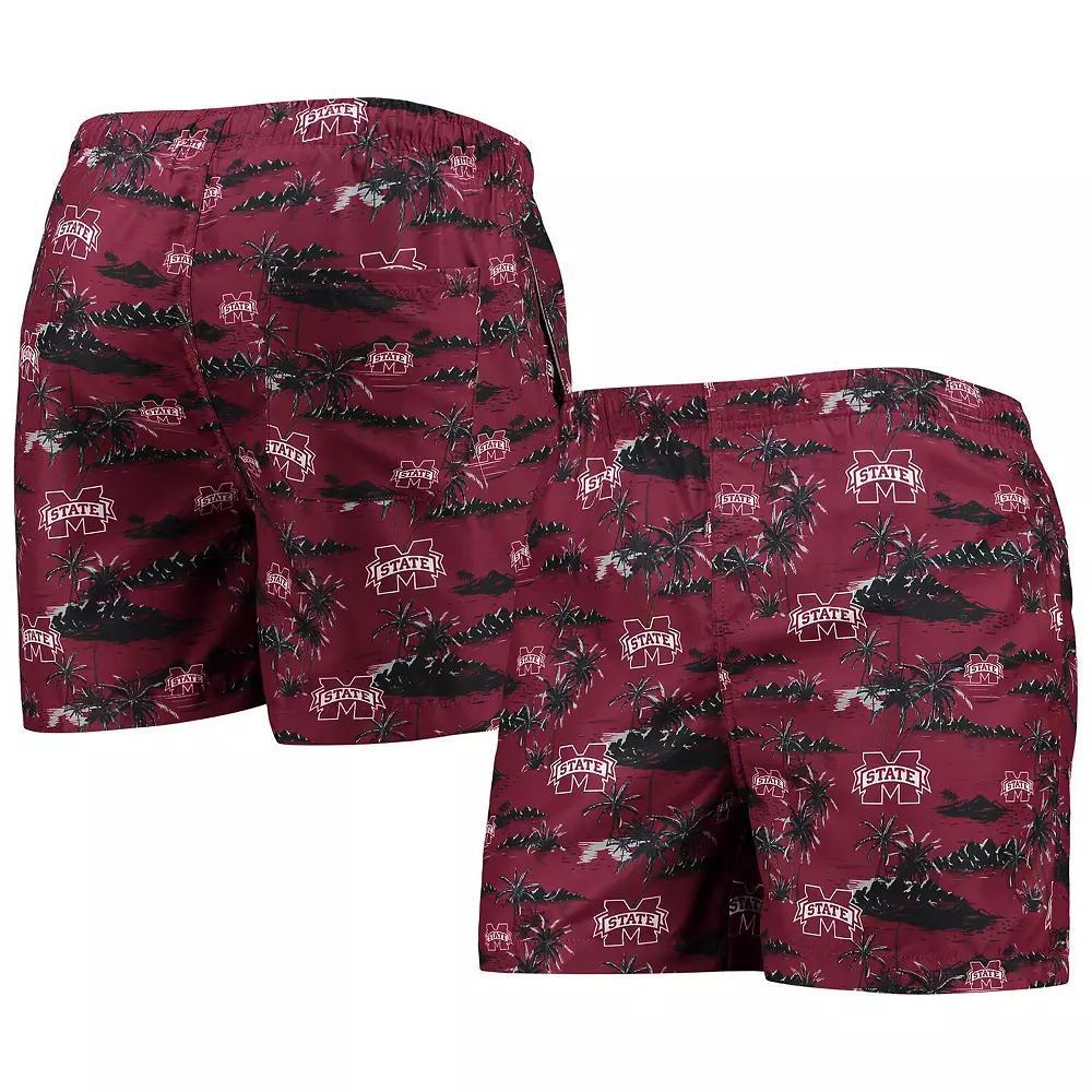Men's FOCO Maroon Mississippi State Bulldogs Island Palm Swim Trunks, Size: Small, Mst Red Product Image