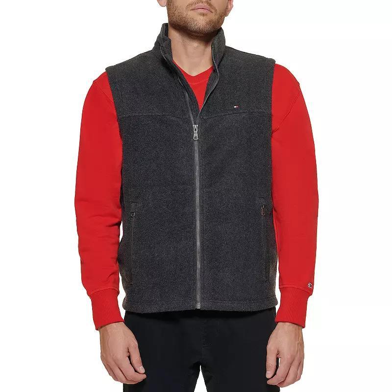 Big & Tall Tommy Hilfiger Fleece Vest with Stand Collar, Men's, Size: Large Tall, Black Product Image