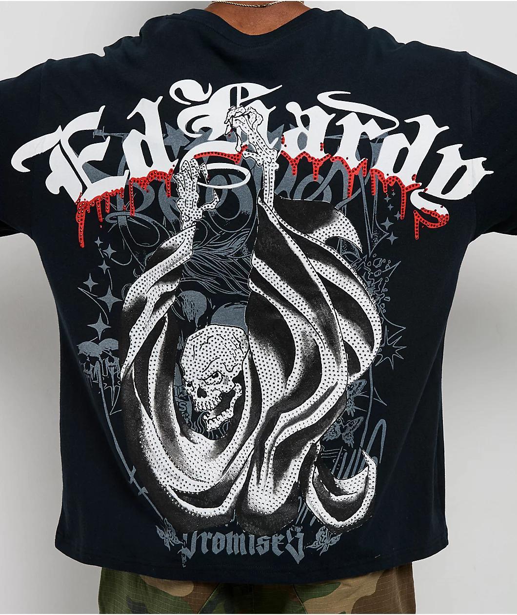 Ed Hardy x Broken Promises Death's Shadow Black T-Shirt Product Image