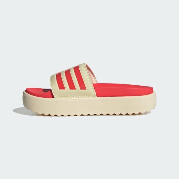 adidas adilette Women's Platform Swimming Slides, Size: 6, Warm White Product Image
