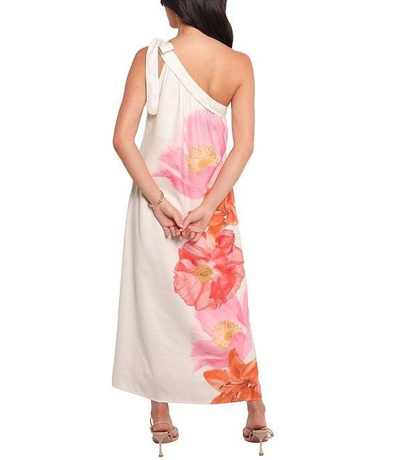 Petal & Pup Charlize Floral Motif One Shoulder Chamise Maxi Dress Product Image