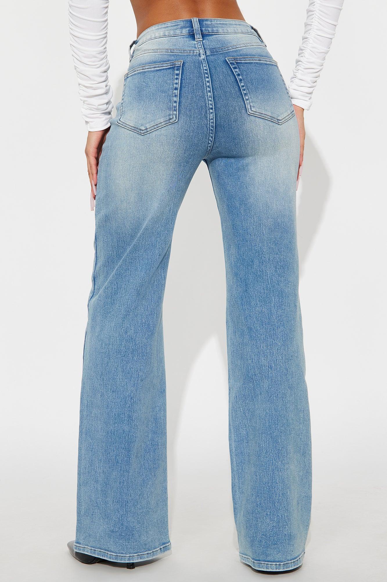 Make My Day Stretch Wide Leg Jeans - Vintage Wash Product Image