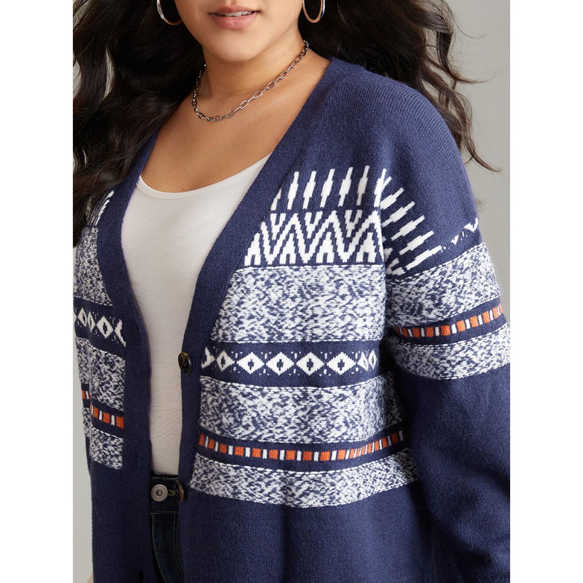 Plus Size Anti-Pilling Bandana Print Open Front Cardigan Midnight Women Casual Loose Long Sleeve Festival-Christmas Cardigans BloomChic 12/L Product Image