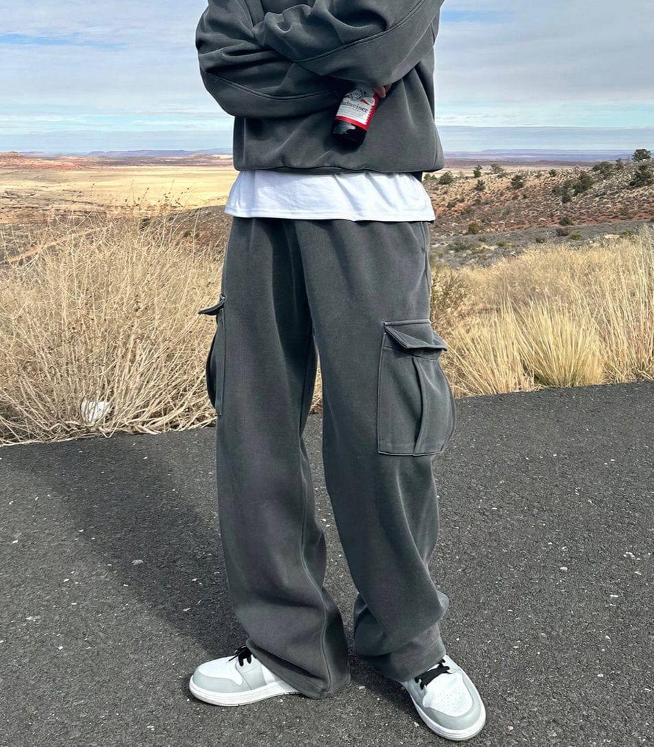 RT No. 11925 DARK GRAY ZIP-UP HOODIE & WIDE SWEATPANTS Product Image
