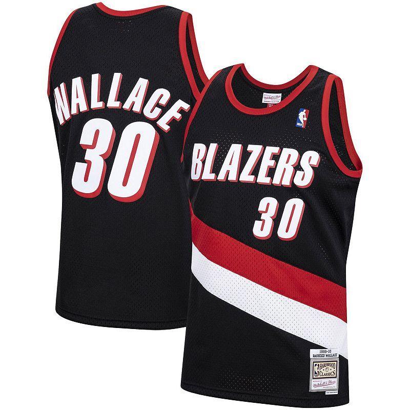 Men's Mitchell & Ness Rasheed Wallace Black Portland Trail Blazers Hardwood Classics Swingman Jersey, Size: Small Product Image